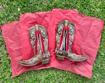 Red and Black Boot Bows, Western Cowgirl Accessory, College GameDay Bows, Concert Boot Bows