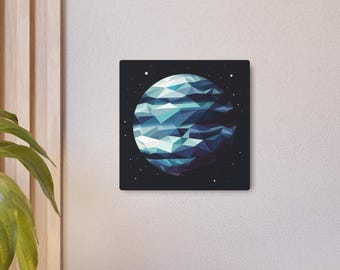 Geometric Planet Metal Wall Art: Modern Cosmic Decor