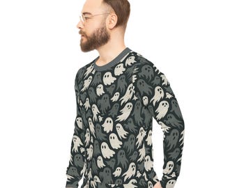 Ghostly Sweatshirt: Spooky Halloween Lightweight Crew Neck