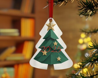 Glossy Metal Christmas Tree Ornament: Unique Holiday Decor