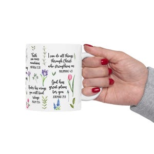 Floral Christian Coffee Mug, Bible Verse Scripture, Spiritual Gift image 7