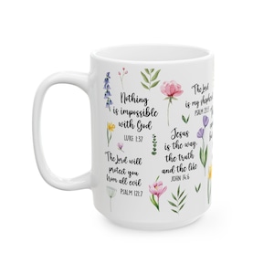Floral Christian Coffee Mug, Bible Verse Scripture, Spiritual Gift image 4