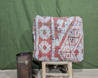 Vintage Moroccan Cushion Pouf, Berber Floor Pouf | Tribal Bohemian Ottoman Pouf, Handmade Floor Cushion, Vintage Pouf, Boho Home Decor Pouf.