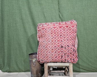 Handmade Moroccan Pouf, Vintage Kilim Ottoman, Tribal Berber Floor Cushions, Boho Decor, Free Shipping, Vintage Moroccan Ottoman Square Pouf