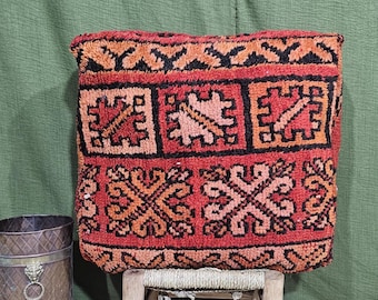 Vintage Moroccan Pouf, Handwoven Ottoman & Floor Pillow, Yoga Meditation Cushion, Outdoor Furniture [UNSTUFFED], Boho Floor Cushion Pouf.