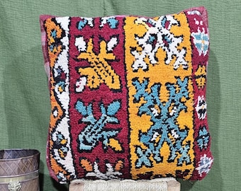 Handmade Dotted Moroccan Wool Pouf, Shaggy Cushion Pouf, Antique Soft Wool Pouf, Multicolor Pouf, Authentic Pouf, Boho Floor Cushion Pouf.