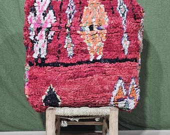 Handmade Moroccan Wool Pouf, Berber Floor Cushion, Boho Chic Ottoman