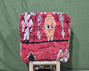 Handmade Moroccan Wool Pouf, Berber Floor Cushion, Boho Chic Ottoman