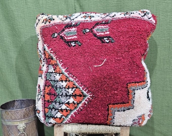 Boho Marrocan Berber Pouf, Handgefertigter Wolle Ottoman, Handgewebter Pouf, Bodenkissen für Wohnzimmer- & Schlafzimmerdekor, Boho Bodenkissen Pouf