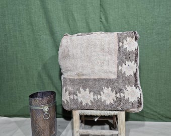 Handmade Moroccan Pouf, Moroccan Pouf, Floor Pouf, Vintage Moroccan Ottoman Square Pouf, Vintage Ottoman pouf, Berber Floor Cushion Pouf.
