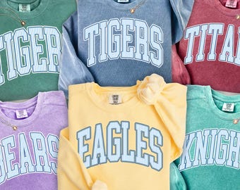 Comfort Colors® Custom Mascot Sweatshirt, School Spirit Crewneck, Custom Game Day Sweatshirt, Back To School Gift, Team Mascot Crewneck
