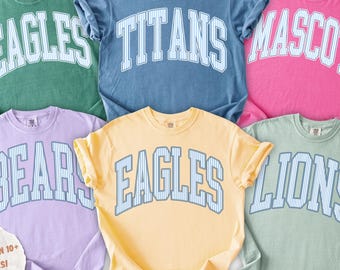 Comfort Colors® Custom Mascot Shirt, School Spirit Tee, Custom Game Day Shirt, Back To School Gift, School Logo Tee Gift, Team Mascot Shirt