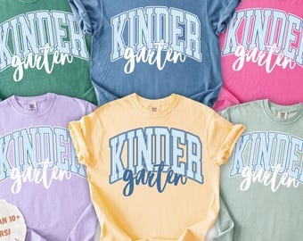 Comfort Colors Kindergarten Teacher Shirt, Kinder Garten Tee, Back to School Shirt, Custom Teacher Appreciation Tee, First Day of School Tee