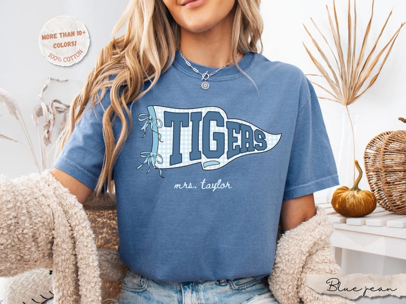 Comfort Colors® Custom School Mascot Shirt, School Spirit Teacher Team Shirt Back To School Gift, Sports Team Mascot Shirt, Girly Mascot Tee image 3