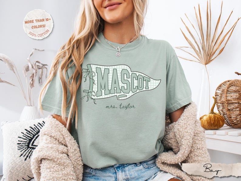 Comfort Colors® Custom School Mascot Shirt, School Spirit Teacher Team Shirt Back To School Gift, Sports Team Mascot Shirt, Girly Mascot Tee image 6