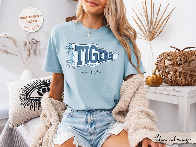 Comfort Colors® Custom School Mascot Shirt, School Spirit Teacher Team Shirt Back To School Gift, Sports Team Mascot Shirt, Girly Mascot Tee image 2
