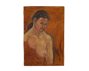 Nude Portrait of a Woman Original Artwork Outsider Art Oil Painting