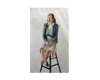 1940's Original Watercolor of a Woman