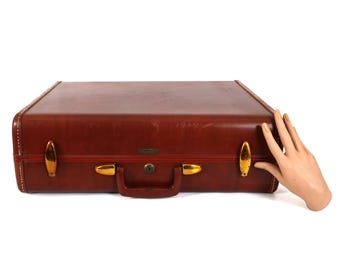 Vintage Samsonite Suitcase by the Shwayder Brothers in a Brown Faux Leather