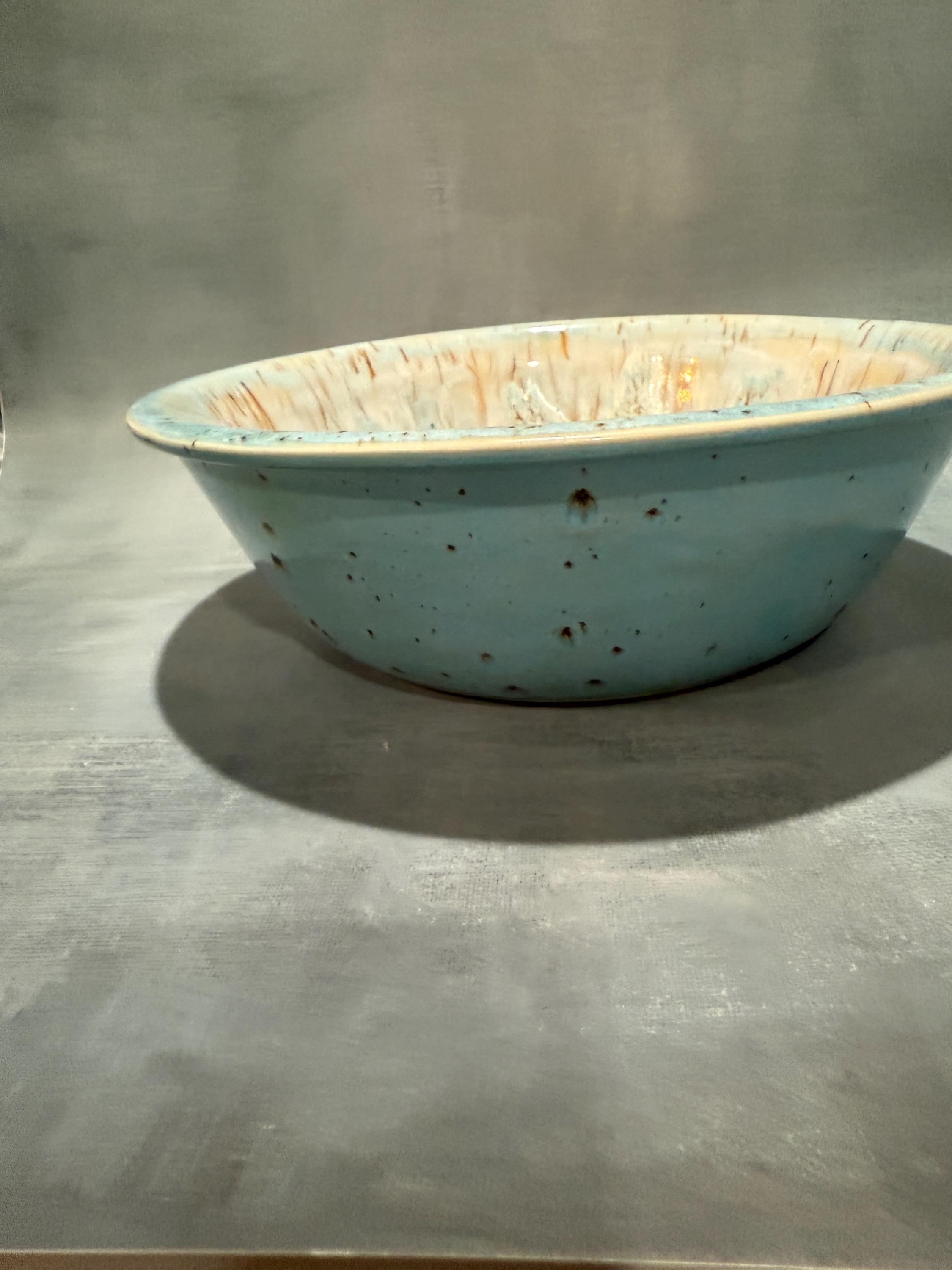 Hand Painted Stoneware Pottery Large Serving Bowl - Etsy