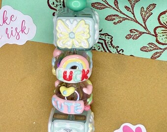 Hand Painted Beaded Badge Reel