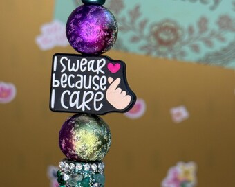 I Swear Beaded Keychain