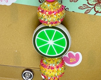 Lime Slice Beaded Badge Reel
