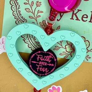 Faith Over Fear Beaded Badge Reel