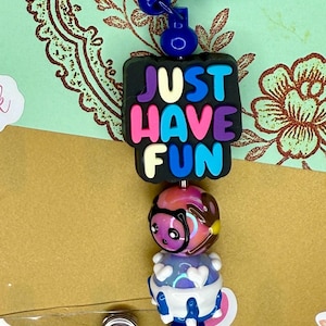Just Have Fun Beaded Badge Reel