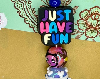 Just Have Fun Beaded Badge Reel