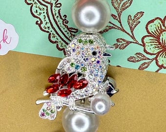 Fancy Bird Beaded Badge Reel