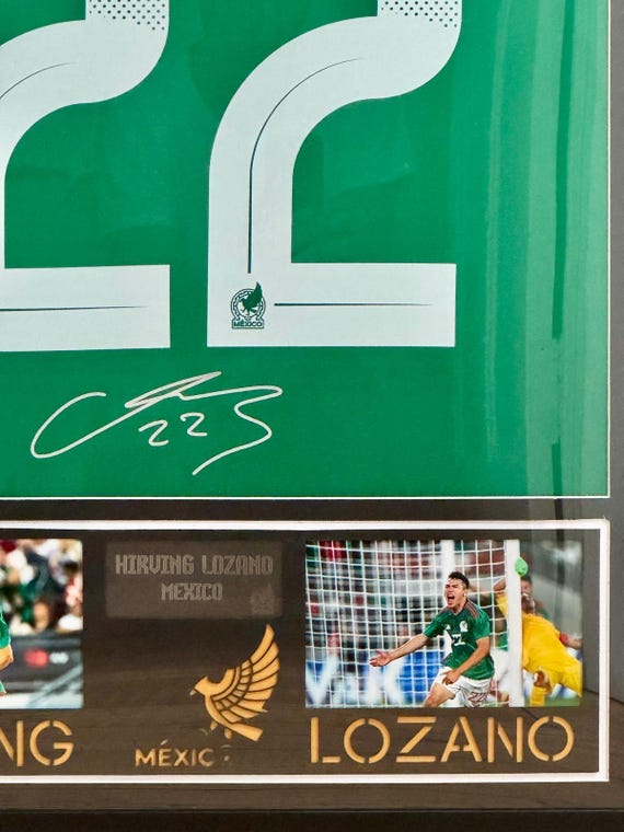 Hirving 'chucky' Lozano Jersey Framed With PRINTED Autograph (not