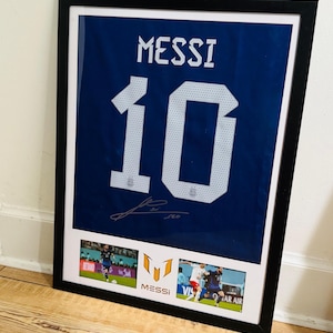 Lionel Messi Jersey Framed with PRINTED autograph (not hand signed)