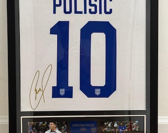 Christian Pulisic’s Jersey Framed with PRINTED autograph (not hand signed)