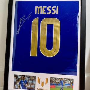 Lionel Messi Jersey Framed with PRINTED autograph (not hand signed)