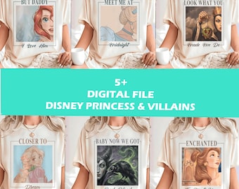 Disney Princess & Villains PNG Bundle, Princess Inspired Shirt Design, Villain Aesthetic PNG, Sublimation PNG, Disney Trip