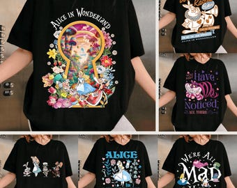 6 Alice in Wonderland PNG Bundle, White Rabbit Cheshire Cat PNG, Mad Hatter Graphic, Disney Inspired Alice PNG, Sublimation Design