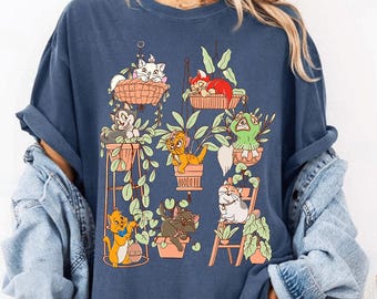 Vintage Disney Cats in Potted Plants PNG, Gardening Plants Disney Cats PNG, Disneyland Family Cat , Cute Disney Cat Lovers