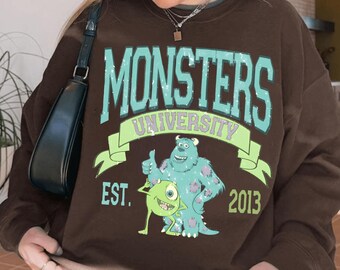 Monsters University Png,Disney Pixar Design,Mike & Sulley Sweat Gift,College Style Crewneck,Retro Monsters Inc Png