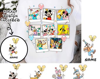 Custom Name & Age Birthday Mickey 6 PNG, Birthday Disney Friends Photo PNG,  Mickey Friends Birthday PNG, Kids Birthday Party Png