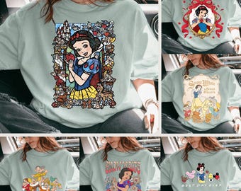 6 Snow White PNG Bundle, Disney Princess PNG Files, Seven Dwarfs Design, Vintage Snow White Shirt PNG, Sublimation Download