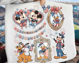Mickey And Friends US 250 Years Signature PNG, Disney 250th America Anniversary PNG, Independence Day png, Patriotic 2026