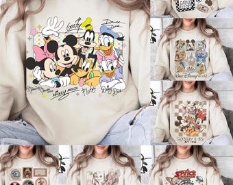7 Mickey Mouse Friends PNG Bundle, Disney Characters PNG Files, Minnie Goofy Donald Pluto PNG, Vintage Disney Shirt