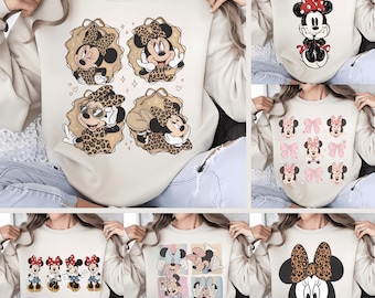 6 Minnie Mouse PNG Bundle, Leopard Minnie PNG, Cute Minnie , Disney Inspired PNG for Shirt Print, Sublimation Design Download