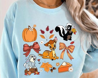 Bambi and Thumper Coquette Fall PNG, Disney Bambi Deer PNG, Bambi Thanksgiving Gift, Disneyland Autumn , Disney