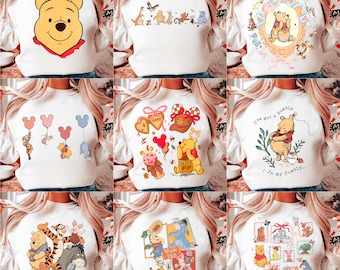 9 Winnie the Pooh PNG Bundle, Winnie-the-Pooh & Friends Aesthetic , Tigger Piglet Eeyore Cute Cartoon PNG, Honey Bear Graphic