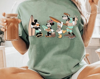 Mickey Surfing with Friends - Vintage Disney Beach PNG, Mickey Disney PNG, Disneyland, Mickey and friends