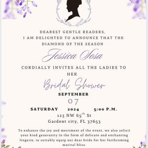 Bridgerton Editable Invitation