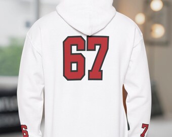 Teen 6 7 Custom Number Colors Hoodie Adult Sizes- Choose Your Colors Viral 67 School Team Colors Wrist Print Pullover, Trendy Christmas Gift