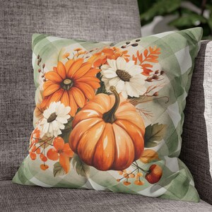 Vintage Cottagecore Pillowcase with Olive Gingham - Embrace Rustic Fall Vibes